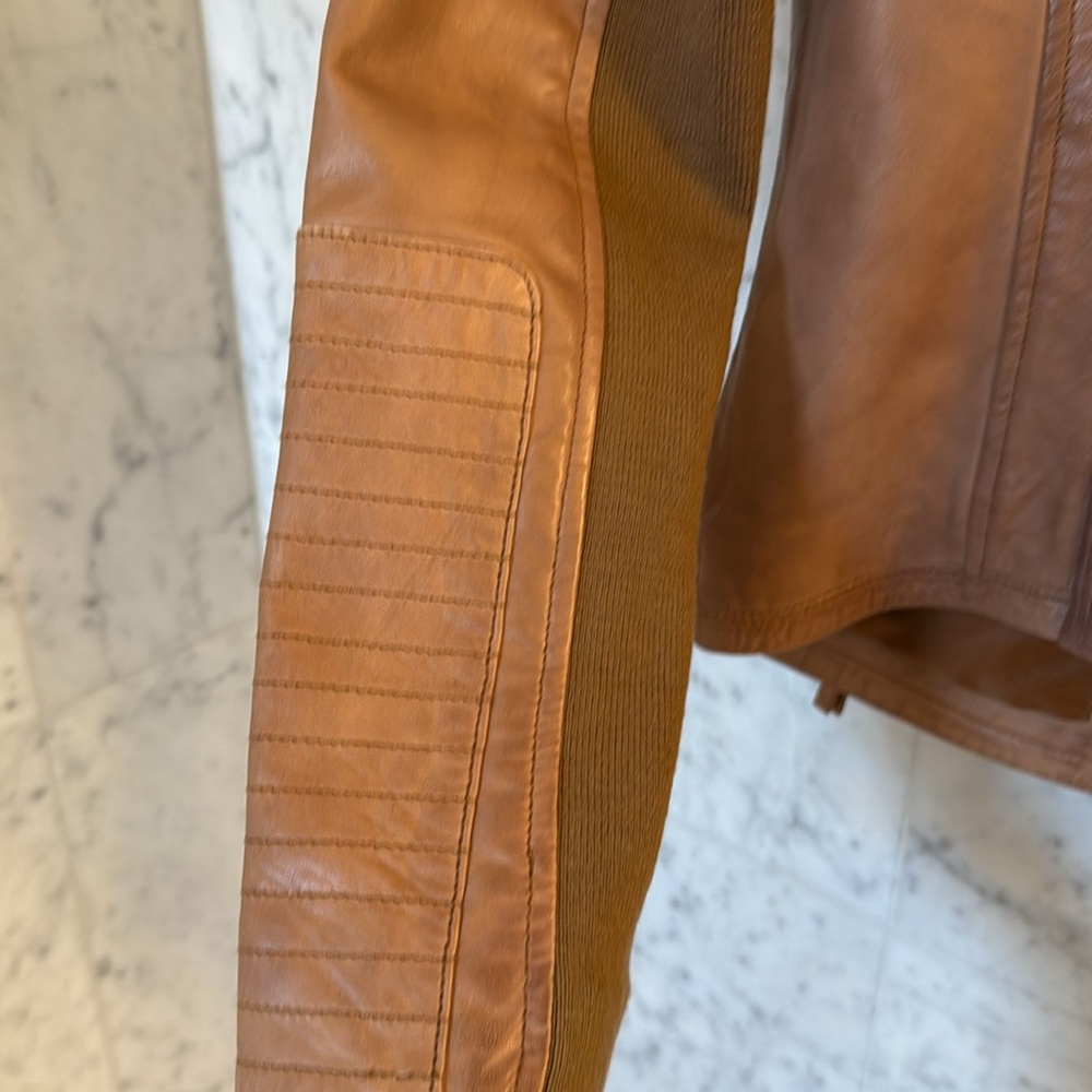 BERNARDO 100% soft LEATHER JACKET motorcycle moto  small - Picture 4 of 6